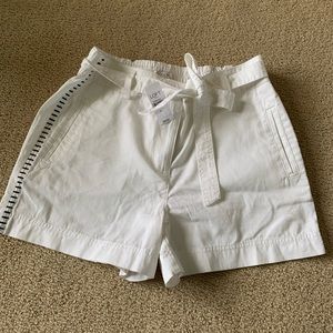 LOFT tie waist shorts, white, size 8